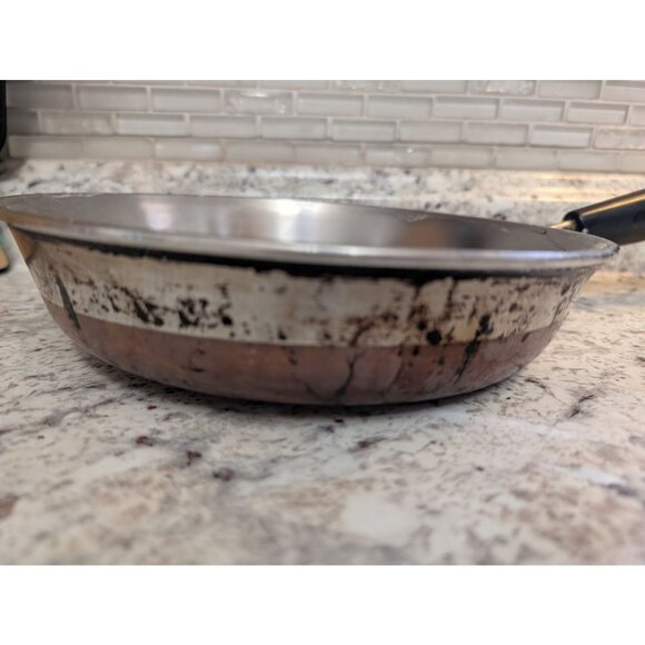 Revere 9" Stainless Steel & Copper Frying Pan With Black Handle Clinton 80 - Picture 2 of 7